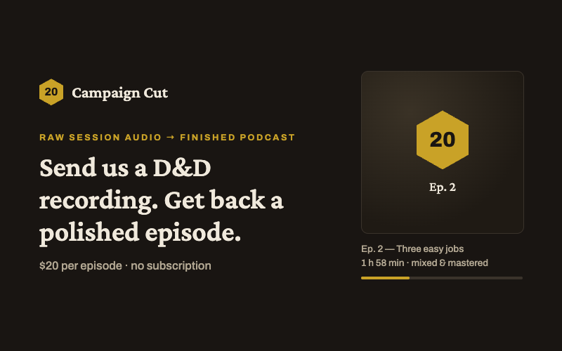 CampaignCut podcast production interface