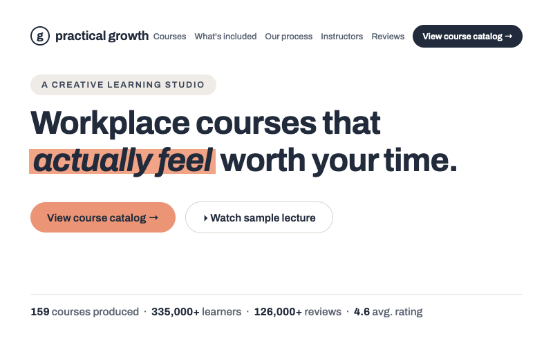 PracticalGrowth course catalog